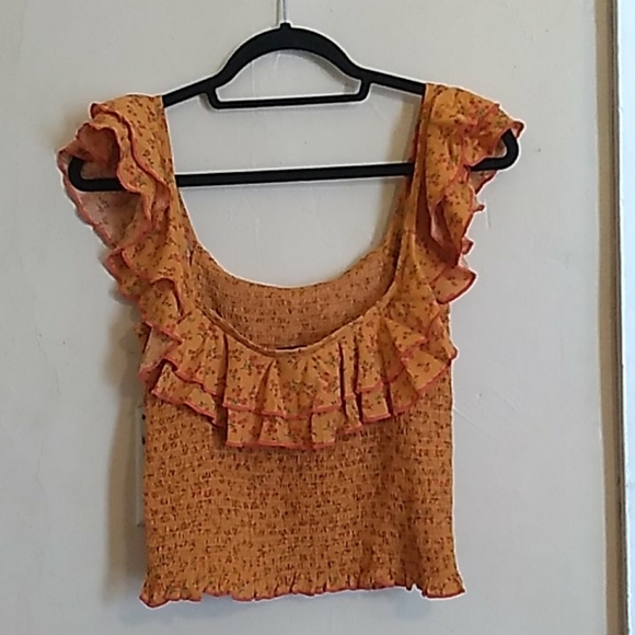 Sophia Vergara jeans Ruffles Elastic Smock crop top Size Medium - Picture 4 of 11